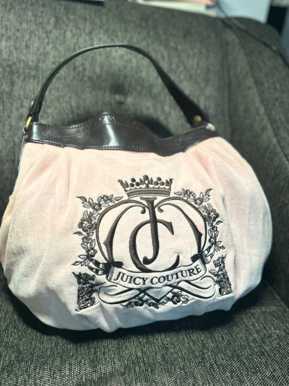 Juicy Couture Pink Logo Tote with Brown Trim
